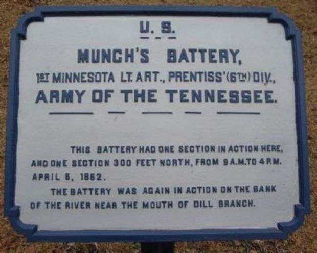 U.S. MUNCH’S BATTERY 1ST MINNESOTA WAR MEMORIAL PLAQUE