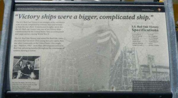 S.S. RED OAK VICTORY MEMORIAL SHIP PLAQUE