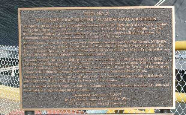 THE JIMMY DOOLITTLE PIER MEMORIAL PLAQUE