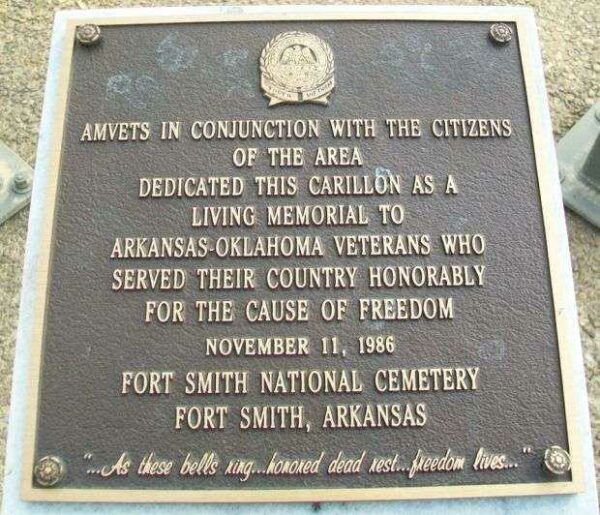 ARKANSAS-OKLAHOMA VETERANS MEMORIAL CARILLON PLAQUE