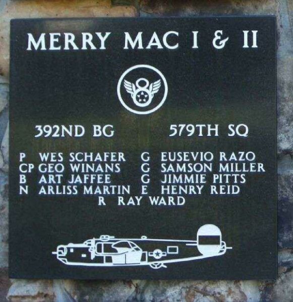 “MERRY MAC I & II” B-24 WAR MEMORIAL PLAQUE