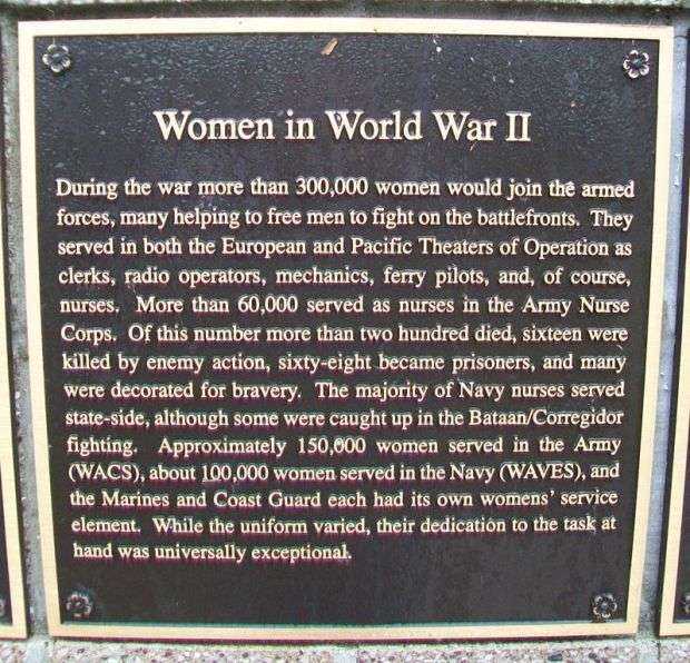 WOMEN IN WORLD WAR II MEMORIAL PLAQUE