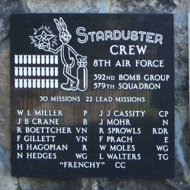 “STARDUSTER CREW” B-24 WAR MEMORIAL PLAQUE