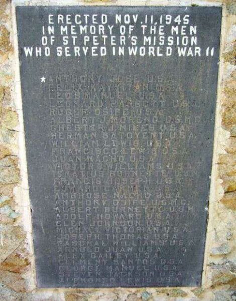 IN MEMORY OF THE MEN OF ST. PETER’S MISSION MEMORIAL PLAQUE