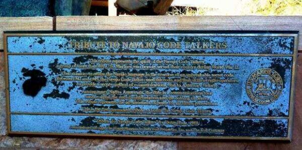 TRIBUTE TO NAVAJO CODE TALKERS MEMORIAL PLAQUE