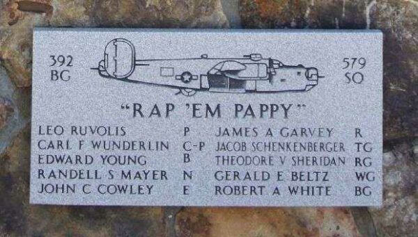 “RAP EM PAPPY” B-24 WAR MEMORIAL PLAQUE