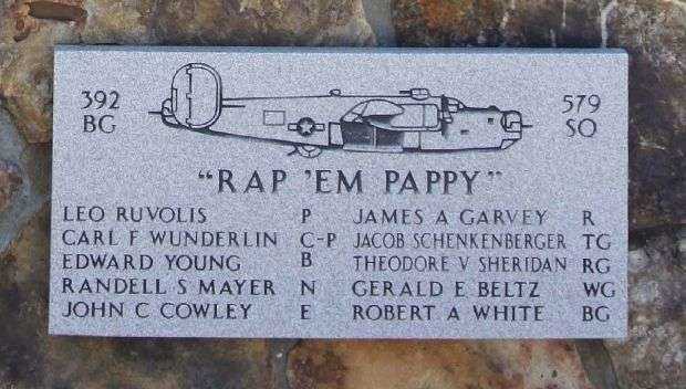 “RAP EM PAPPY” B-24 WAR MEMORIAL PLAQUE
