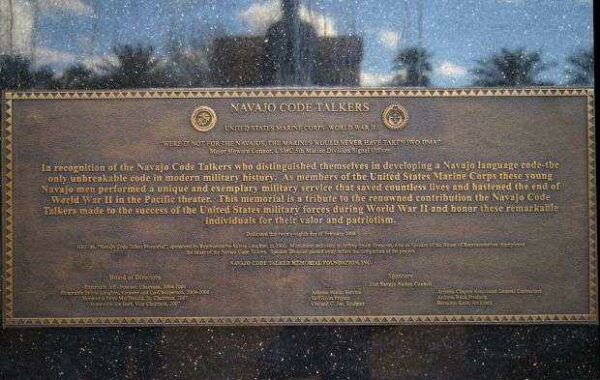 PHOENIX NAVAJO CODE TALKERS MEMORIAL PLAQUE