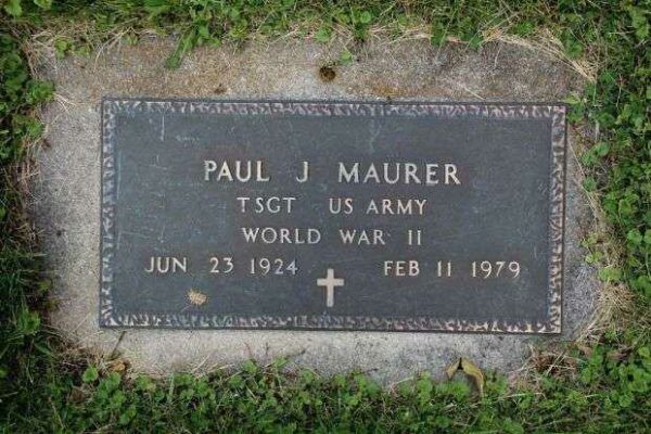 PAUL J MAURER MEMORIAL CEMETERY STONE