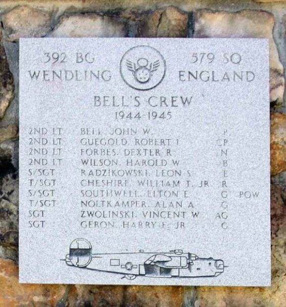 “BELL’S CREW” B-24 WAR MEMORIAL PLAQUE