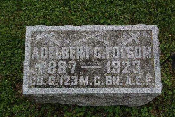 ADELBERT G. FOLSOM MEMORIAL CEMETERY STONE