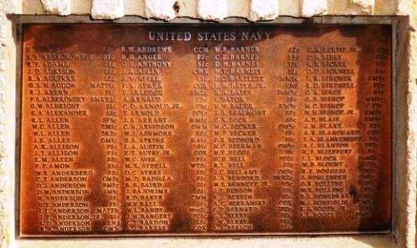 ARIZONA WORLD WAR II MEMORIAL ANCHOR PLAQUE M