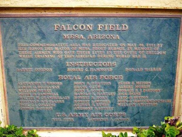 FALCON FIELD MEMORIAL PLAQUE