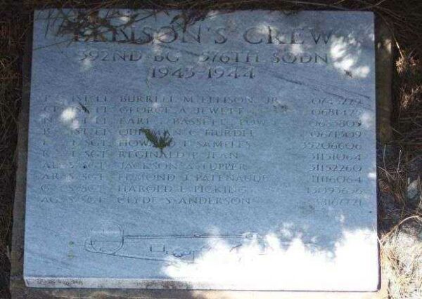 “ELLISON’S CREW” B-24 WAR MEMORIAL PLAQUE