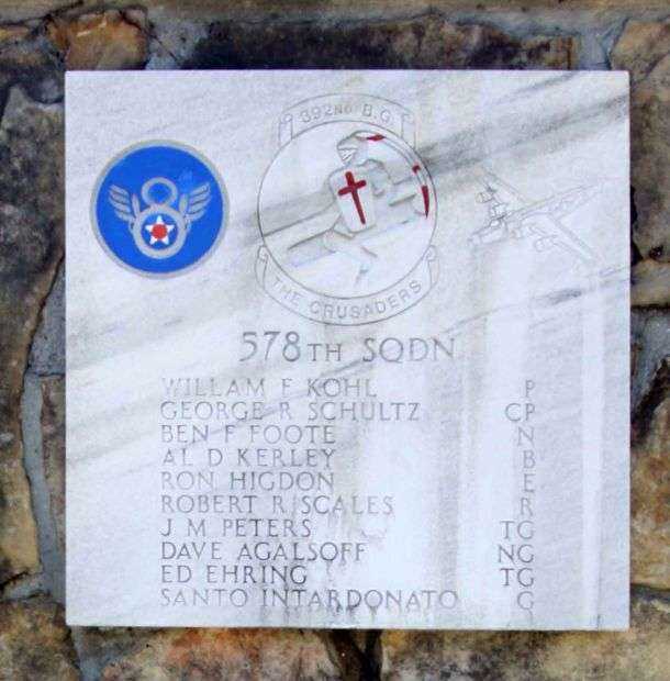 578TH BOMB SQUADRON WAR MEMORIAL PLAQUE