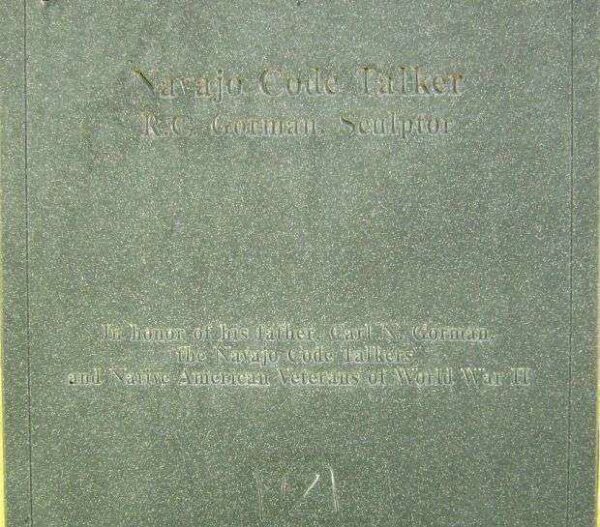 NAVAJO CODE TALKER WORLD WAR II MEMORIAL PLAQUE B
