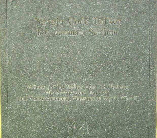 NAVAJO CODE TALKER WORLD WAR II MEMORIAL PLAQUE B