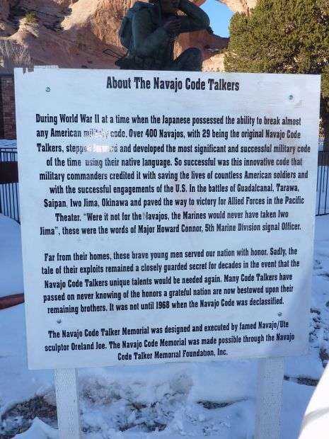 ABOUT THE NAVAJO CODE TALKERS MEMORIAL MARKER