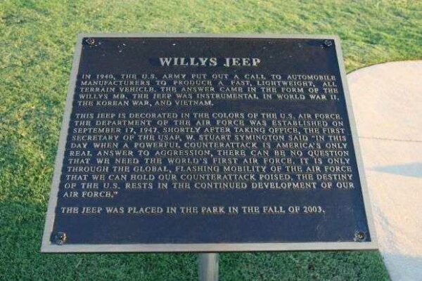 WILLYS JEEP MEMORIAL PLAQUE