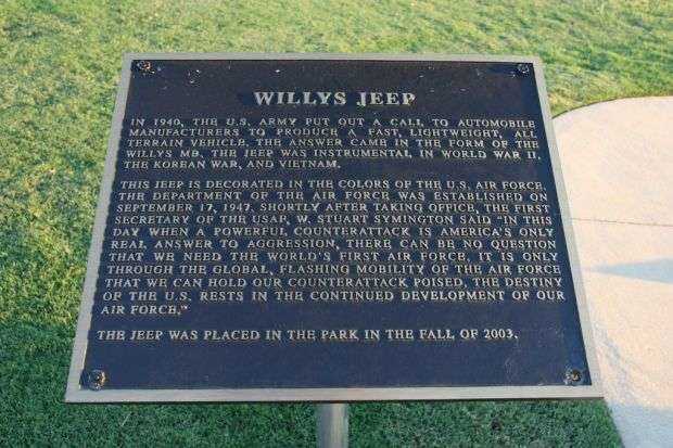 WILLYS JEEP MEMORIAL PLAQUE