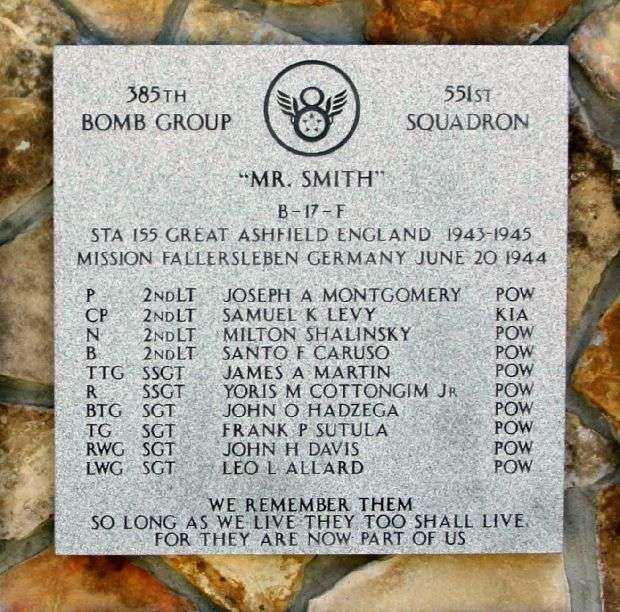 “MR. SMITH” B-17 WAR MEMORIAL PLAQUE