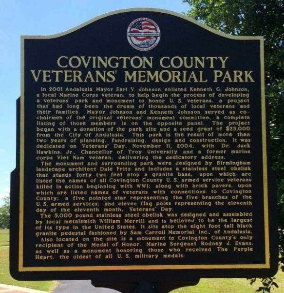 COVINGTON COUNTY VETERANS MEMORIAL PARK MARKER