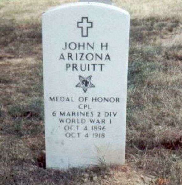 JOHN H ARIZONA PRUITT MEDAL OF HONOR MEMORIAL GRAVESTONE