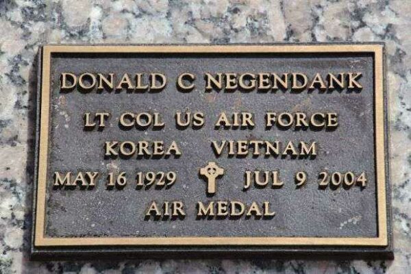 DONALD C NEGENDANK MEMORIAL CEMETERY STONE