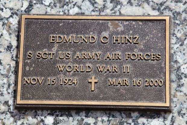 EDMUND C HINZ MEMORIAL CEMETERY STONE