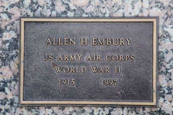 ALLEN H EMBURY MEMORIAL CEMETERY STONE