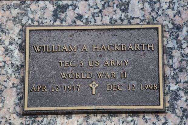 WILLIAM A HACKBARTH MEMORIAL CEMETERY STONE