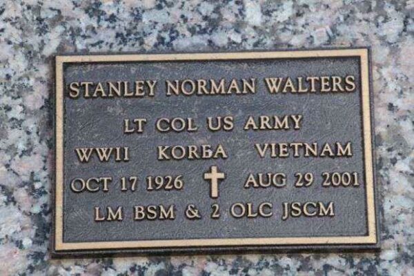STANLEY NORMAN WALTERS MEMORIAL CEMETERY STONE