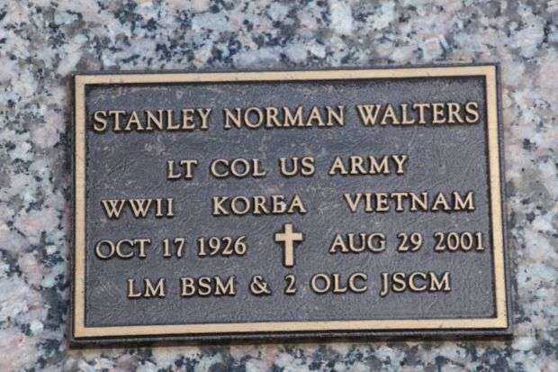 STANLEY NORMAN WALTERS MEMORIAL CEMETERY STONE