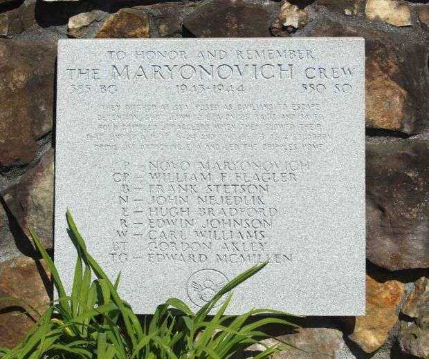 “THE MARYONOVICH CREW” B-17 WAR MEMORIAL PLAQUE