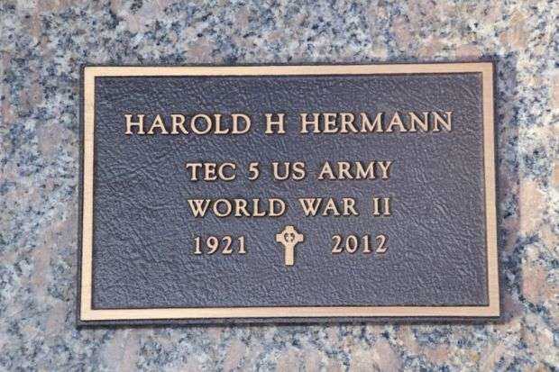 HAROLD H HERMANN MEMORIAL CEMETERY STONE