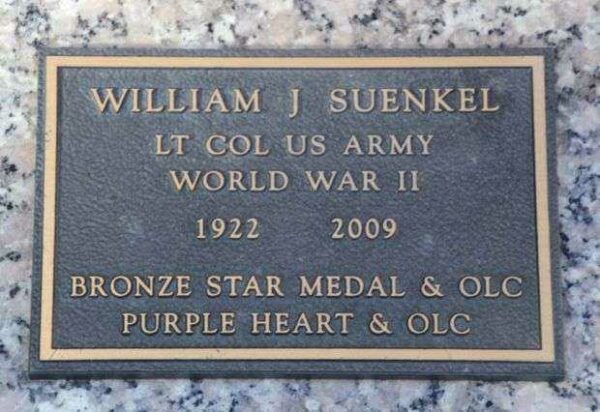 WILLIAM J SUENKEL MEMORIAL CEMETERY STONE