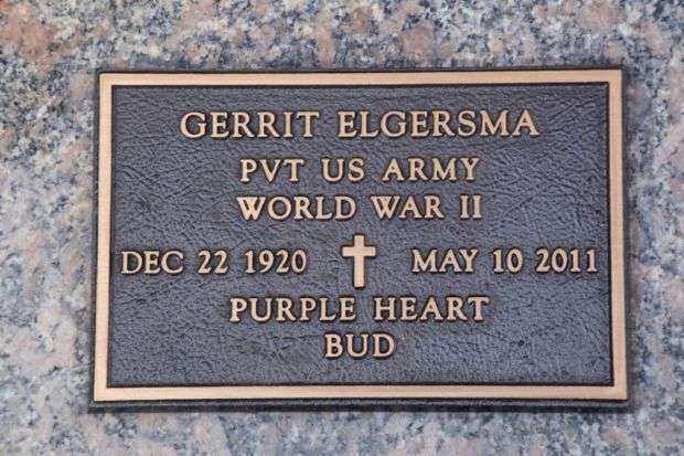 GERRIT ELGERSMA MEMORIAL CEMETERY STONE