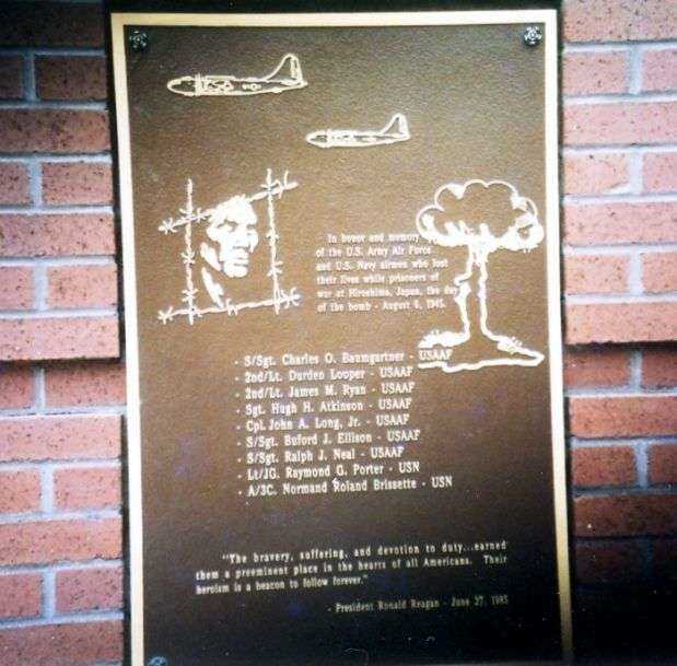 MEMORIAL PLAQUE TO POW’S AT HIROSHIMA JAPAN