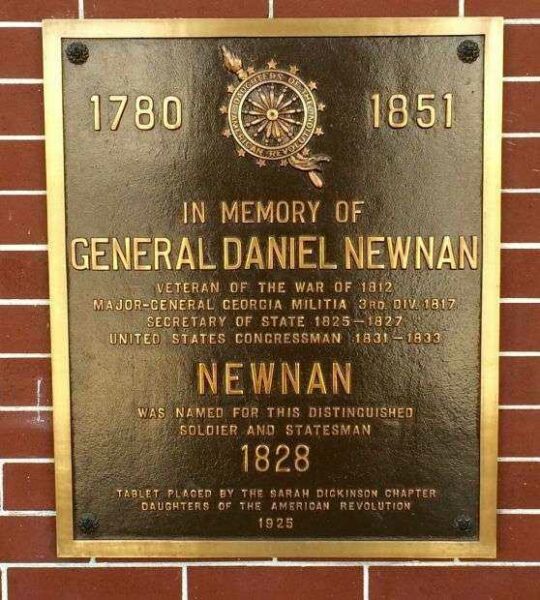 GENERAL DANIEL NEWNAN WAR MEMORIAL PLAQUE