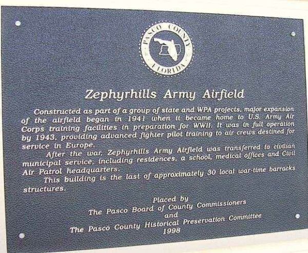 ZEPHYRHILLS ARMY AIRFIELD MEMORIAL PLAQUE