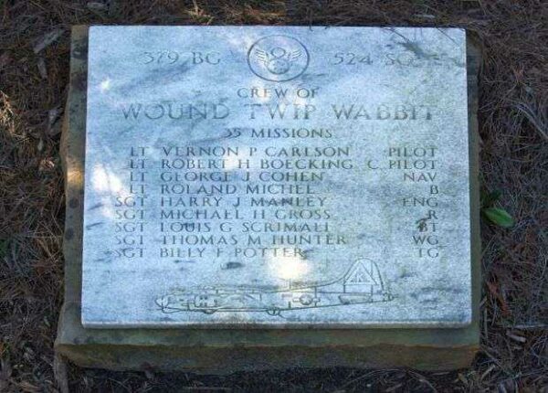 “WOUND TWIP WABBIT” B-17 WAR MEMORIAL PLAQUE