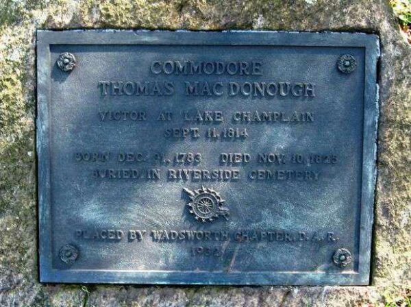 COMMODORE THOMAS MACDONOUGH WAR MEMORIAL PLAQUE