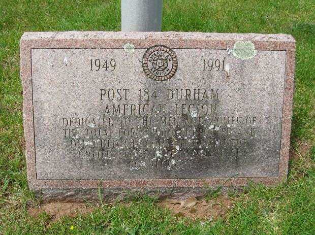 POST 184 DURHAM AMERICAN LEGION MEMORIAL FLAGPOLE TABLET