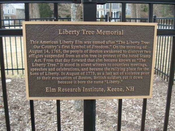 PINE MEADOW LIBERTY TREE MEMORIAL PLAQUE