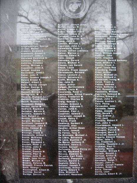 BRIDGEPORT WORLD WAR II MEMORIAL PANEL B