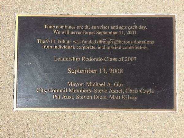 REDONDO BEACH 9-11 MEMORIAL PLAQUE F