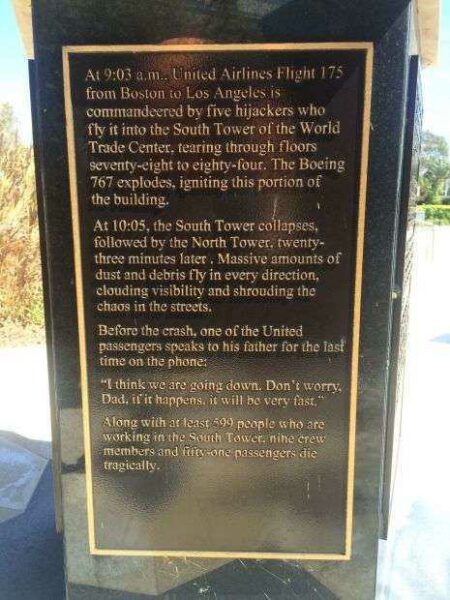 REDONDO BEACH 9-11 MEMORIAL PLAQUE D