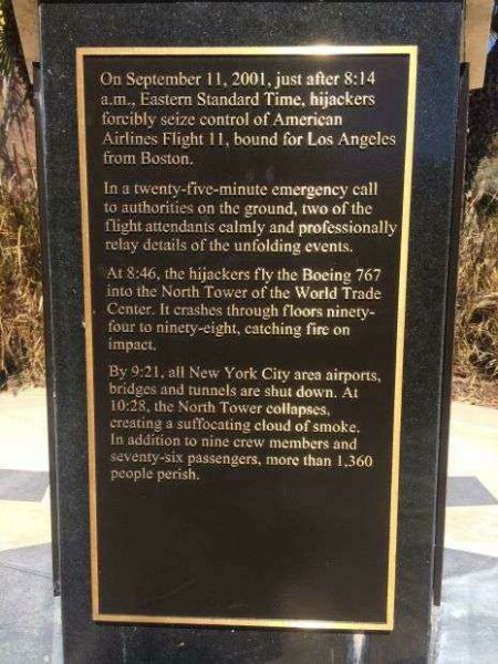 REDONDO BEACH 9-11 MEMORIAL PLAQUE B