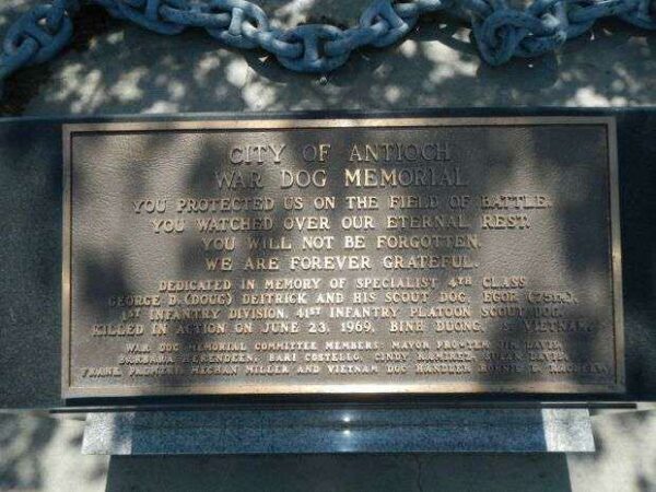 CITY OF ANTIOCH WAR DOG MEMORIAL PLAQUE