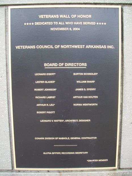 VETERANS WALL OF HONOR MEMORIAL DEDICATION PLAQUE